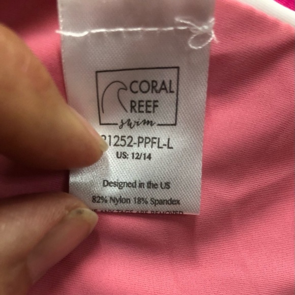 Coral Reef Women’s Swim Bottom Floral High Cut Waist Sz 12/14 - Picture 3 of 5